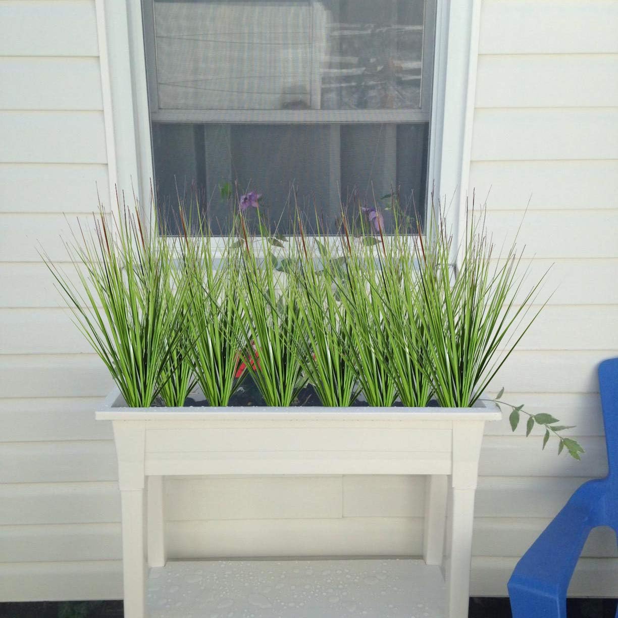 27" Artificial Plants Onion Grass Greenery Faux Fake Shrubs Plant Flowers Wheat Grass for House Home Indoor Outdoor Office Room Gardening Indoor Décor 6 Pack