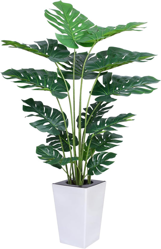 Artificial Monstera Plant 5ft, Realistic Fake Plants with Silk Leaves & Texture Trunk, Artificial Plants for Home Office Decor Indoor Outdoor Housewarming Gift