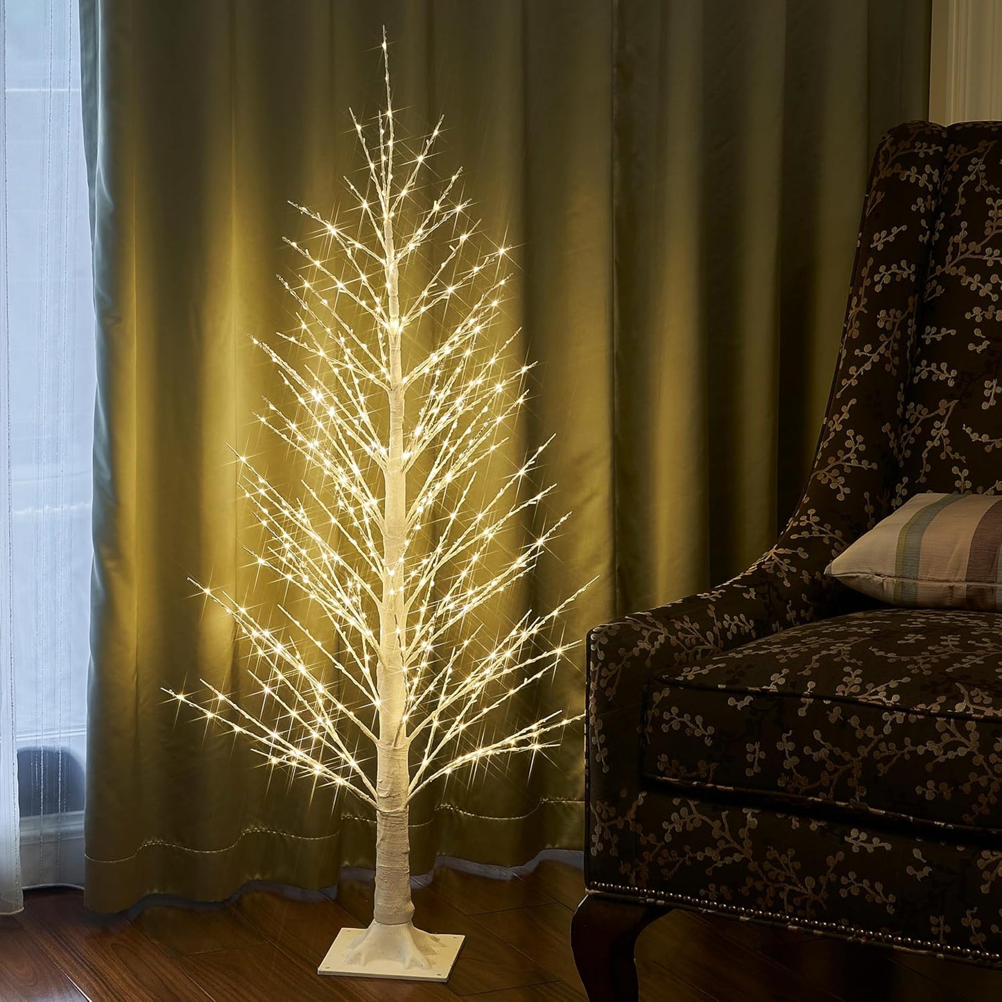 Fudios Lighted White Tree Willow 4FT 450 LED Fairy Lights, Christmas Artificial Tree Lights Plug in for Indoor Outdoor Holiday Decoration